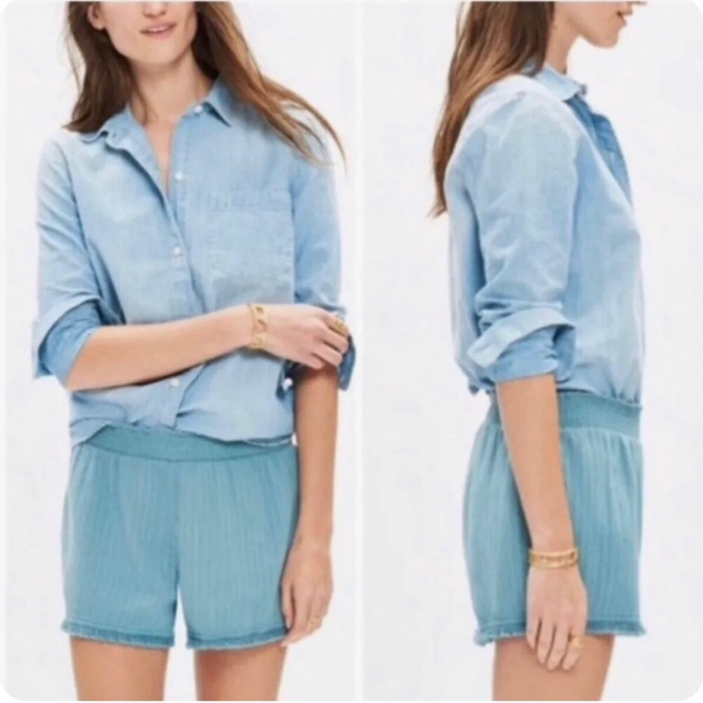Madewell Blue Beach Porte Fringe Cover-Up Shorts